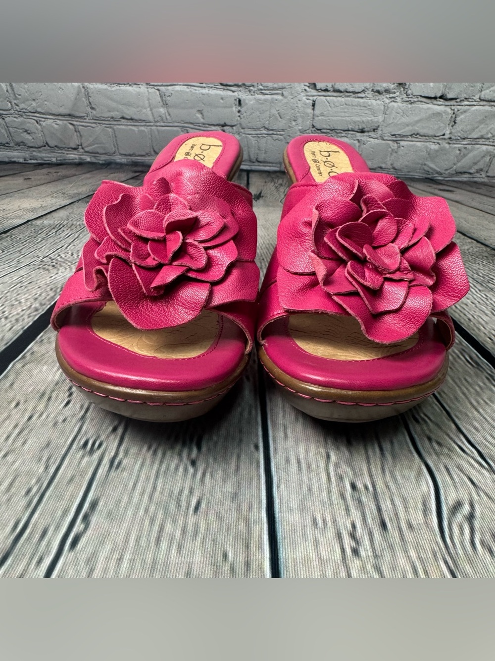 Born Concept Fuchsia Pink Floral Slide Heel Mules Leather Y2K Fairycore Size 9 - Picture 10 of 10